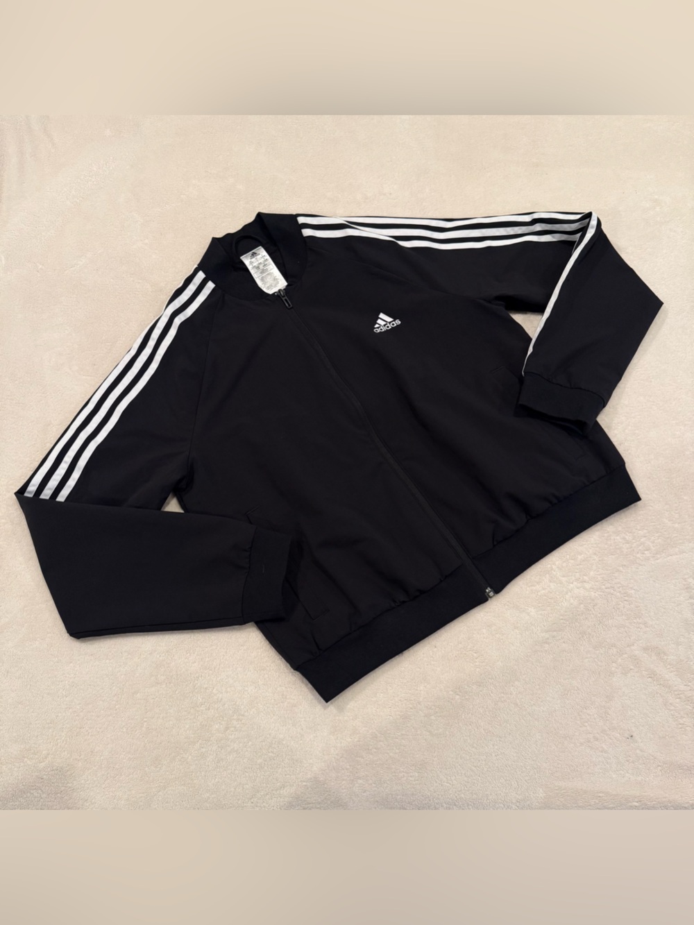 adidas Black Track Jacket with White Stripes - Kids